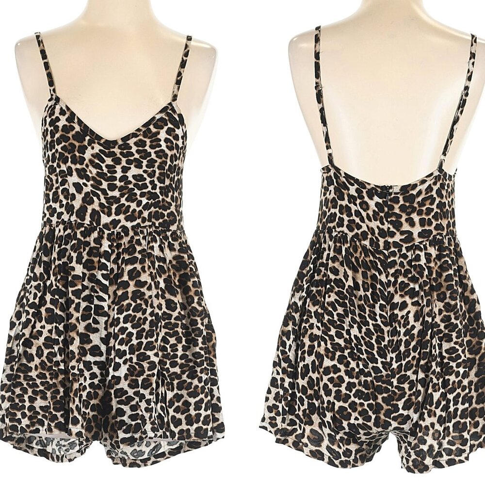 Mon & Jong Leopard Print Shorts Romper Playsuit Jumpsuit